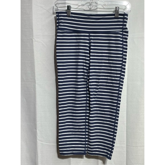 Athleta Leggings Blue White Stripe Size Small EUC - Picture 2 of 5